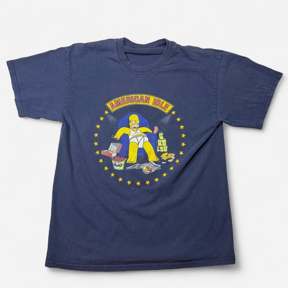 Vintage y2k 2002 Simpsons American idle parody t shirt size M